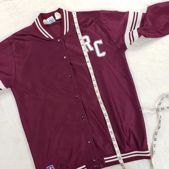 Vtg Roanoke College Russell USA Made Satin Jacket Womens Large Fits Mens Medium - Picture 4 of 12